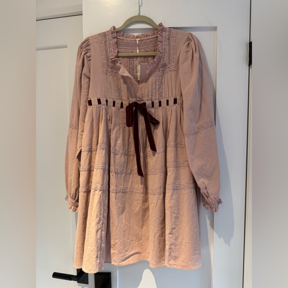 Free People Pink Dress with Burgundy Accents